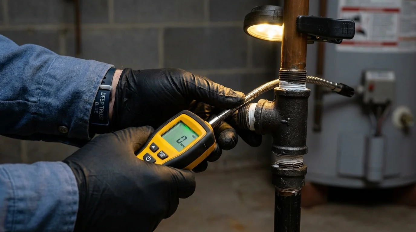 Gas leak detection with electronic sniffer by Johns Plumbing LLC in Johnstown