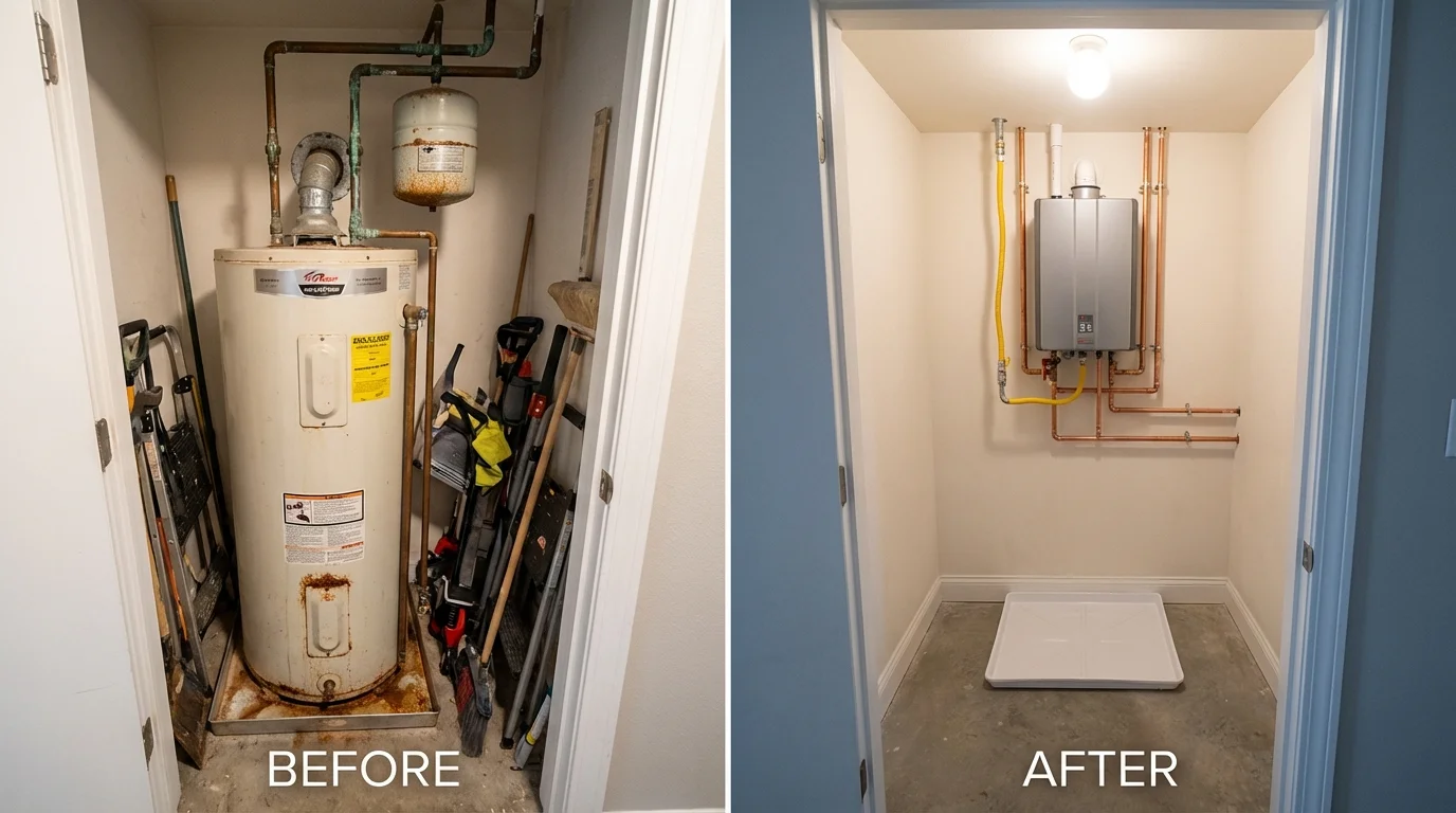 Tank water heater versus wall-mounted tankless unit comparison for Johnstown, NY homeowners